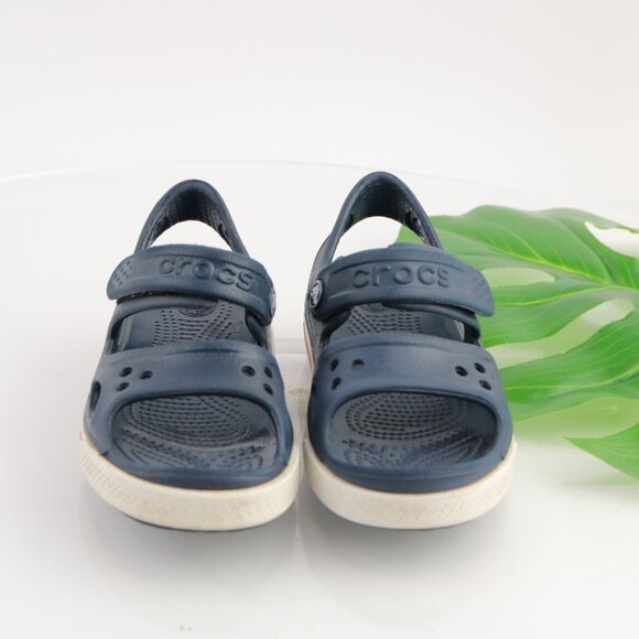 CROCS Boys Crocband II Sandal Size C 11 Big Kid 5y+ Navy Blue Adjustable Strap - Picture 2 of 11